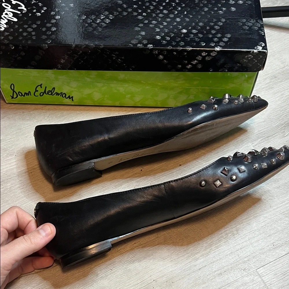 Sam Edelman Black Studded Flats - Picture 3 of 7
